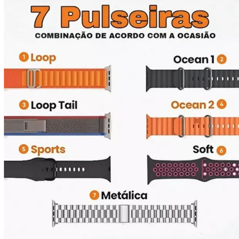 Smartwatch Ultra 9 - 49mm c/ 7 Pulseiras