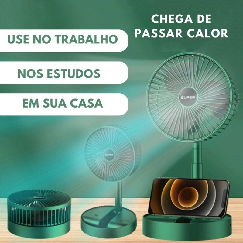 Mini Ventilador Dobrável Com Apoio de Celular